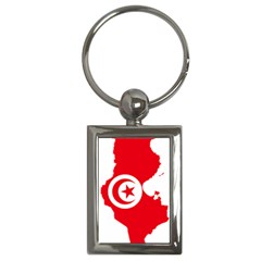 Tunisia Flag Map Geography Outline Key Chain (Rectangle)