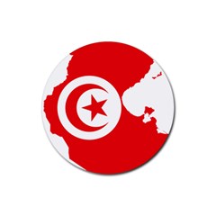 Tunisia Flag Map Geography Outline Rubber Coaster (Round) 