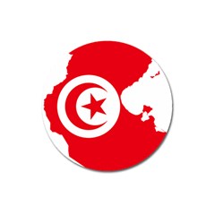 Tunisia Flag Map Geography Outline Magnet 3  (Round)