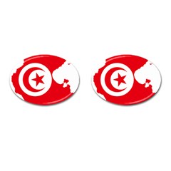 Tunisia Flag Map Geography Outline Cufflinks (oval)