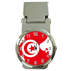 Tunisia Flag Map Geography Outline Money Clip Watches