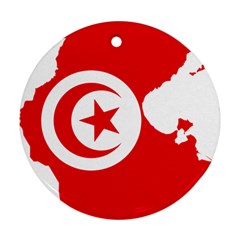 Tunisia Flag Map Geography Outline Round Ornament (Two Sides)