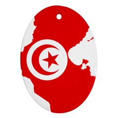 Tunisia Flag Map Geography Outline Oval Ornament (Two Sides)