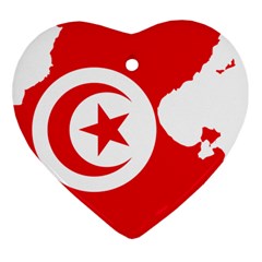 Tunisia Flag Map Geography Outline Heart Ornament (Two Sides)