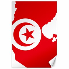 Tunisia Flag Map Geography Outline Canvas 24  x 36 