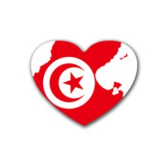 Tunisia Flag Map Geography Outline Rubber Coaster (heart) 