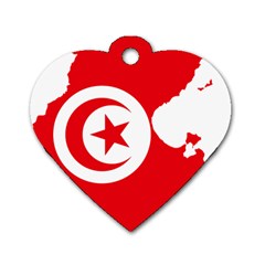 Tunisia Flag Map Geography Outline Dog Tag Heart (One Side)