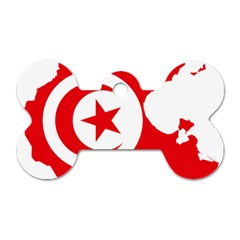Tunisia Flag Map Geography Outline Dog Tag Bone (One Side)