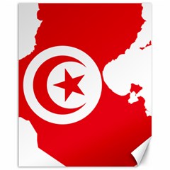 Tunisia Flag Map Geography Outline Canvas 11  x 14 