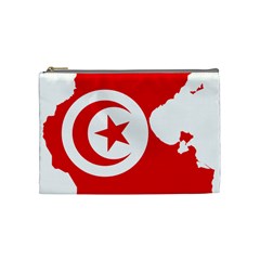 Tunisia Flag Map Geography Outline Cosmetic Bag (Medium)