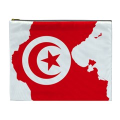 Tunisia Flag Map Geography Outline Cosmetic Bag (XL)