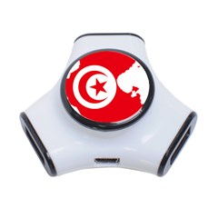 Tunisia Flag Map Geography Outline 3-Port USB Hub