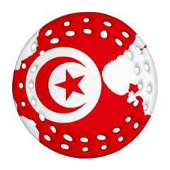 Tunisia Flag Map Geography Outline Round Filigree Ornament (two Sides) by Sapixe