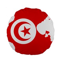 Tunisia Flag Map Geography Outline Standard 15  Premium Round Cushions