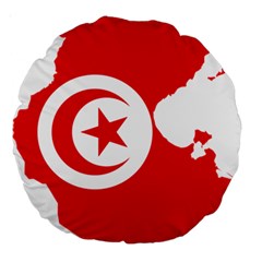 Tunisia Flag Map Geography Outline Large 18  Premium Round Cushions