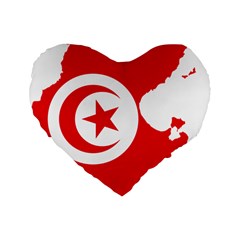 Tunisia Flag Map Geography Outline Standard 16  Premium Heart Shape Cushions