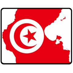 Tunisia Flag Map Geography Outline Double Sided Fleece Blanket (Medium) 