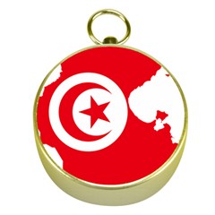 Tunisia Flag Map Geography Outline Gold Compasses