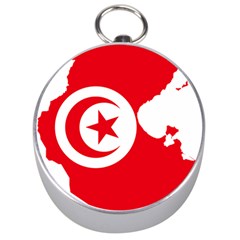 Tunisia Flag Map Geography Outline Silver Compasses