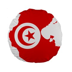 Tunisia Flag Map Geography Outline Standard 15  Premium Flano Round Cushions