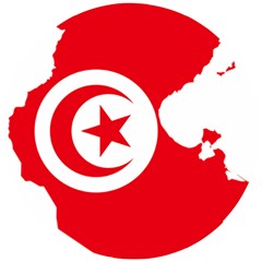 Tunisia Flag Map Geography Outline Wooden Puzzle Round