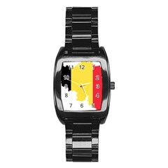 Belgium Country Europe Flag Stainless Steel Barrel Watch