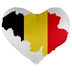 Belgium Country Europe Flag Large 19  Premium Flano Heart Shape Cushions