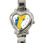 Sweden Country Europe Flag Borders Heart Italian Charm Watch Front