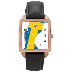 Sweden Country Europe Flag Borders Rose Gold Leather Watch  by Sapixe