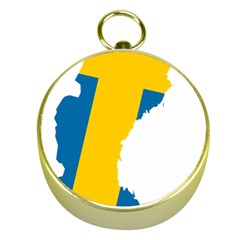 Sweden Country Europe Flag Borders Gold Compasses by Sapixe