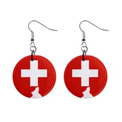 Switzerland Country Europe Flag Mini Button Earrings
