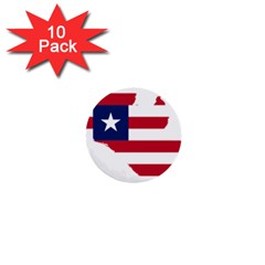 Liberia Flag Map Geography Outline 1  Mini Buttons (10 Pack) 