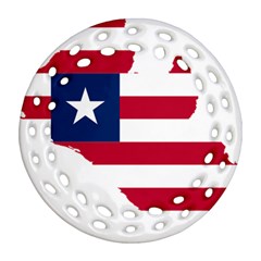 Liberia Flag Map Geography Outline Round Filigree Ornament (two Sides)