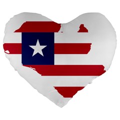 Liberia Flag Map Geography Outline Large 19  Premium Heart Shape Cushions