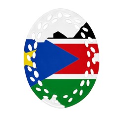 South Sudan Flag Map Geography Ornament (oval Filigree) by Sapixe