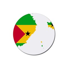 Sao Tome Principe Flag Map Rubber Round Coaster (4 Pack) 