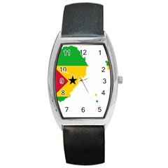 Sao Tome Principe Flag Map Barrel Style Metal Watch