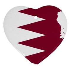 Borders Country Flag Geography Map Qatar Ornament (heart) by Sapixe