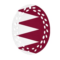 Borders Country Flag Geography Map Qatar Ornament (oval Filigree) by Sapixe