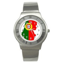 Portugal Flag Borders Cartography Stainless Steel Watch by Sapixe