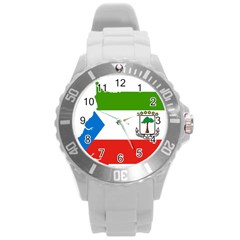 Equatorial Guinea Flag Map Round Plastic Sport Watch (l) by Sapixe