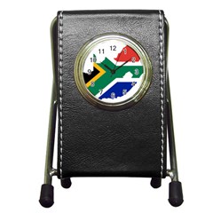 Africa Borders Country Flag Pen Holder Desk Clock