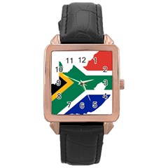 Africa Borders Country Flag Rose Gold Leather Watch  by Sapixe