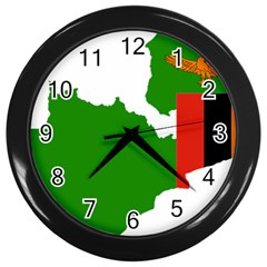 Zambia Flag Map Geography Outline Wall Clock (black) by Sapixe