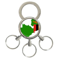 Zambia Flag Map Geography Outline 3-ring Key Chain by Sapixe