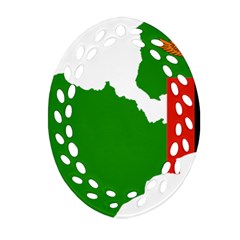 Zambia Flag Map Geography Outline Oval Filigree Ornament (two Sides)