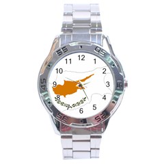 Cyprus Country Europe Flag Borders Stainless Steel Analogue Watch
