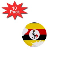 Uganda Flag Map Geography Outline 1  Mini Buttons (10 Pack)  by Sapixe
