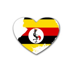 Uganda Flag Map Geography Outline Heart Coaster (4 Pack)  by Sapixe