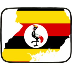 Uganda Flag Map Geography Outline Fleece Blanket (mini) by Sapixe